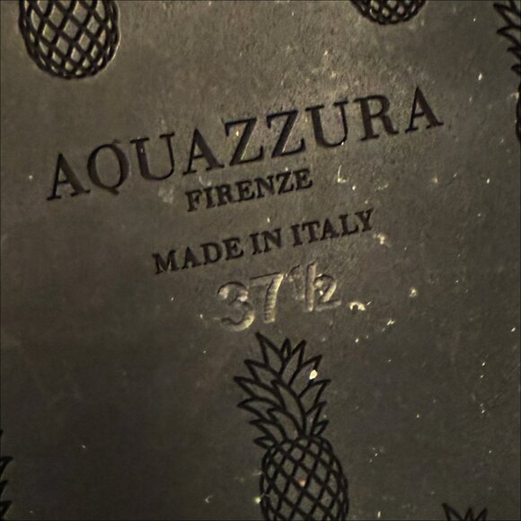 Aquazzura Boudoir Feather-Trimmed Black Animal Print Thong Sandals 7.5 - Picture 8 of 11